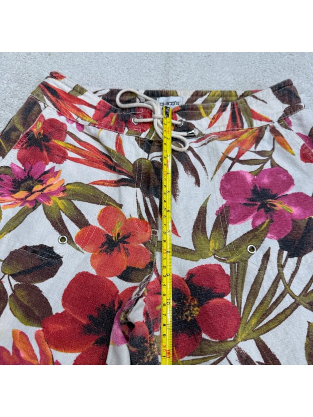 Chico's Women's Tropical Floral Print Linen Blend Cropped Pants, Size 1 /US M - Picture 10 of 10